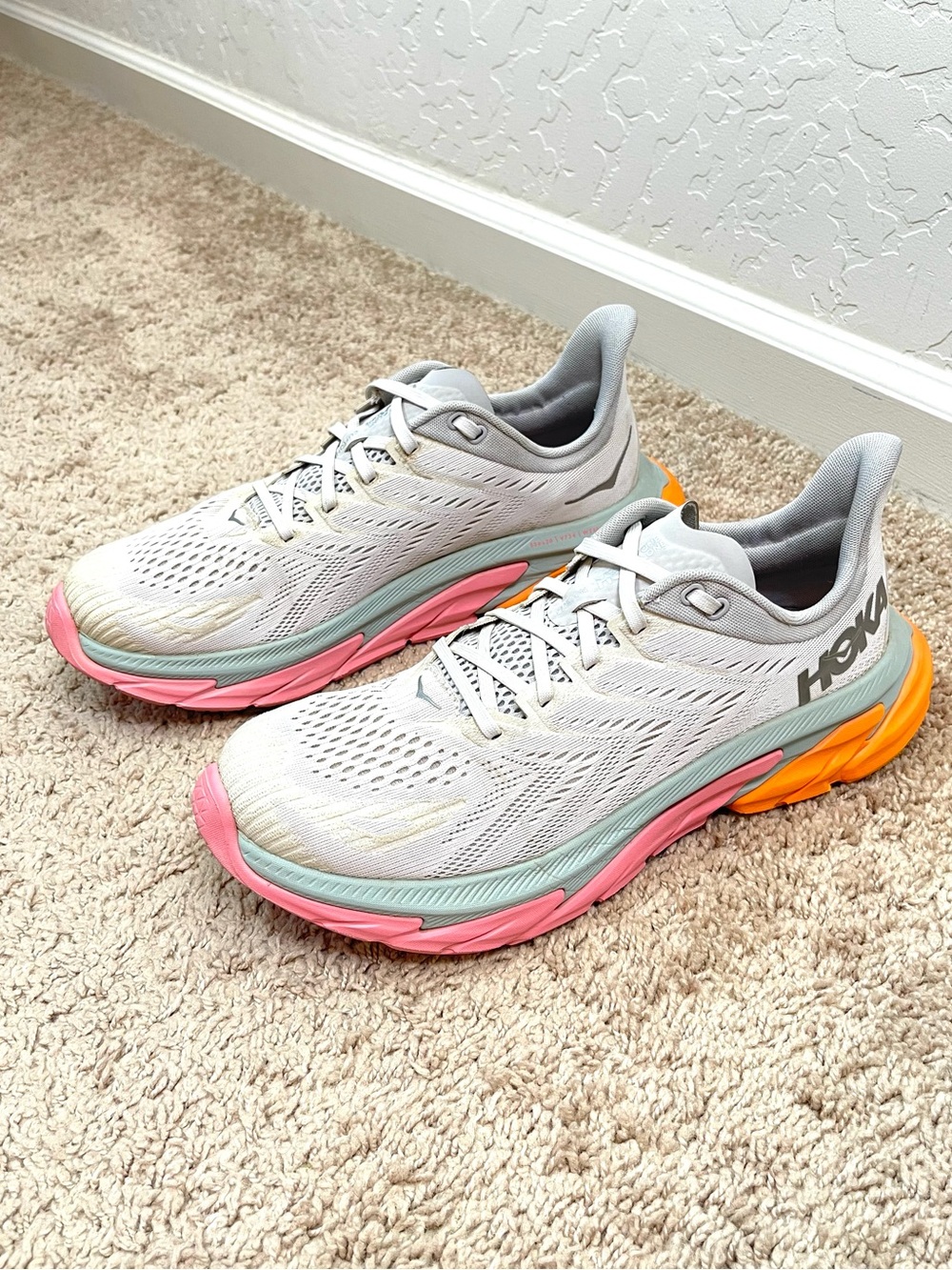 Hoka One One Clifton Edge Nimbus Cloud Lunar Rock Running Shoes Size 9.5M/10.5W